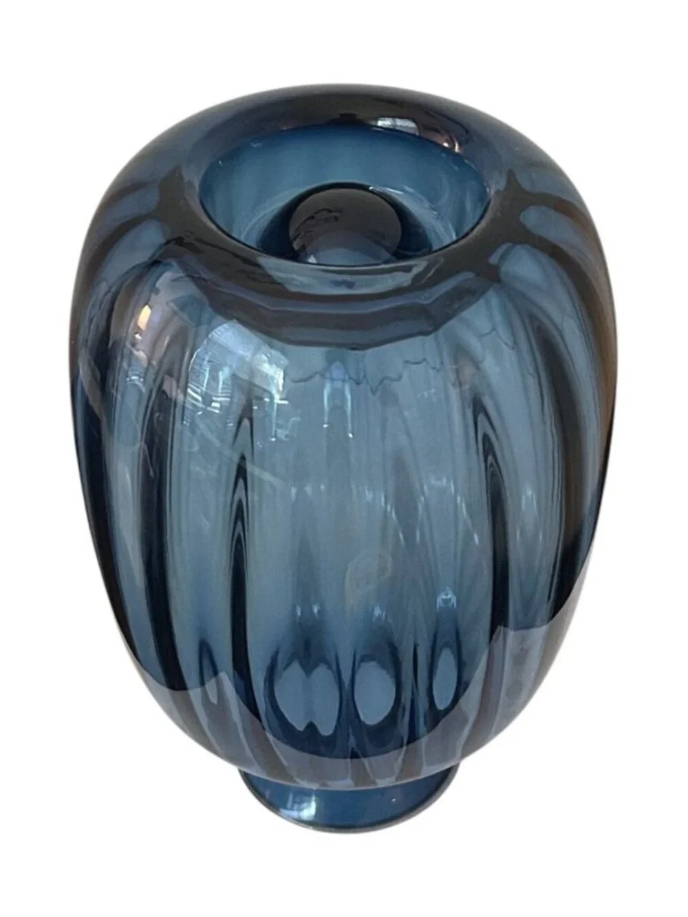 Tonsätta Mouth-Blown Blue Glass Vase 8.25